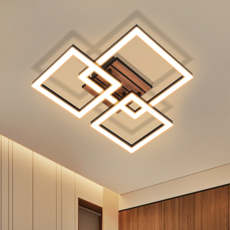 ZMH 38 cm:n 21 W:n LED-kattovalaisin, geometrinen neliönmuotoinen, lämmin valkoinen olohuoneeseen