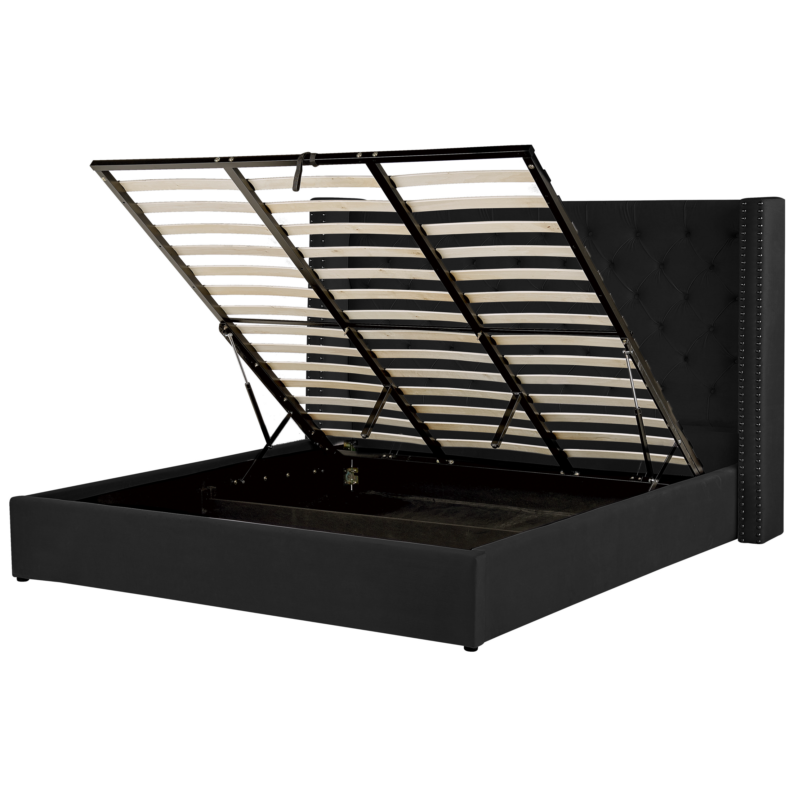 Sänky säilytystilalla sametti LUBBON 180 x 200 cm Musta