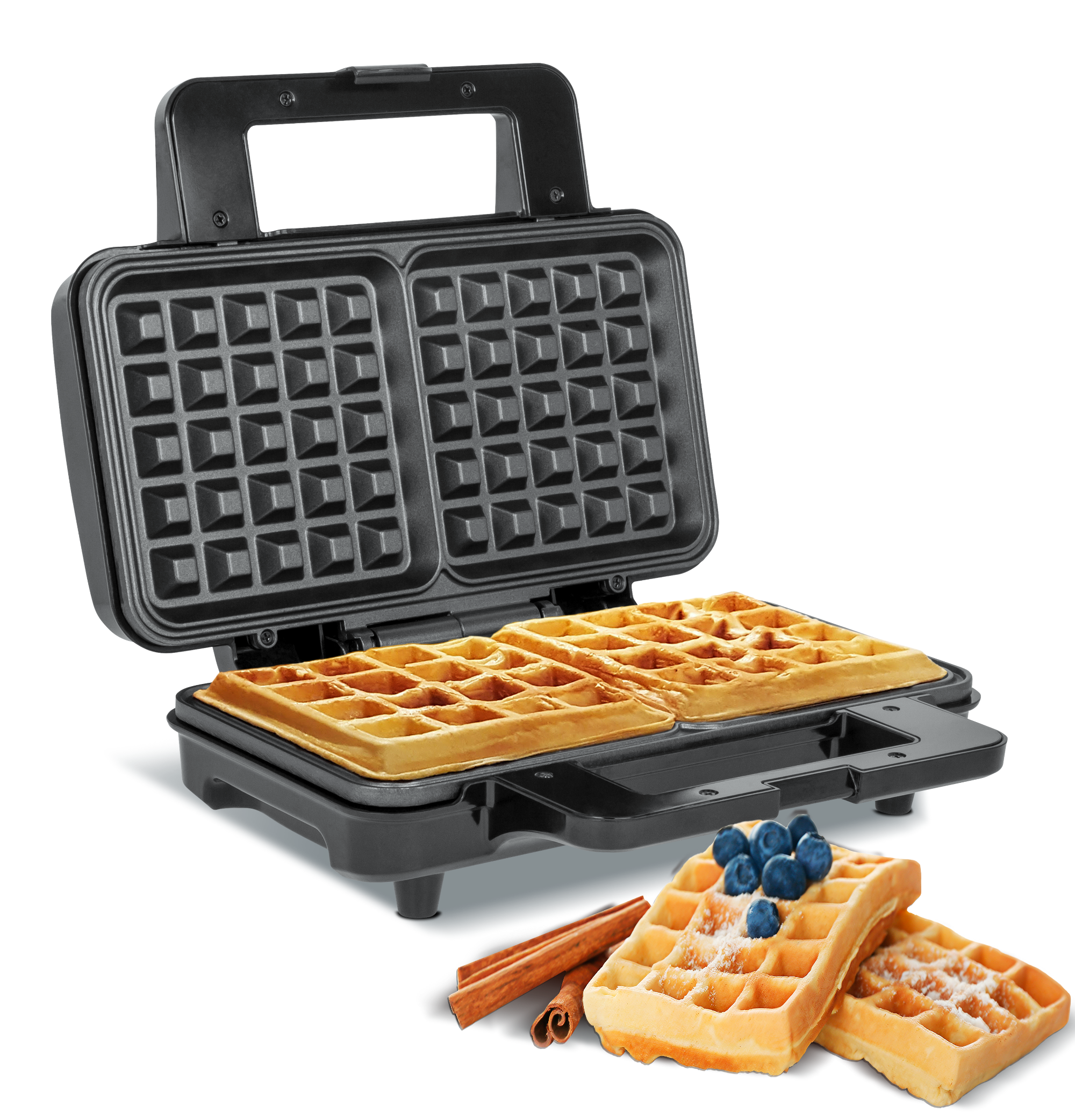 Vohvelirauta 2 vohvelineliötä 1000W Teesa tehokas tarttumaton pinnoite