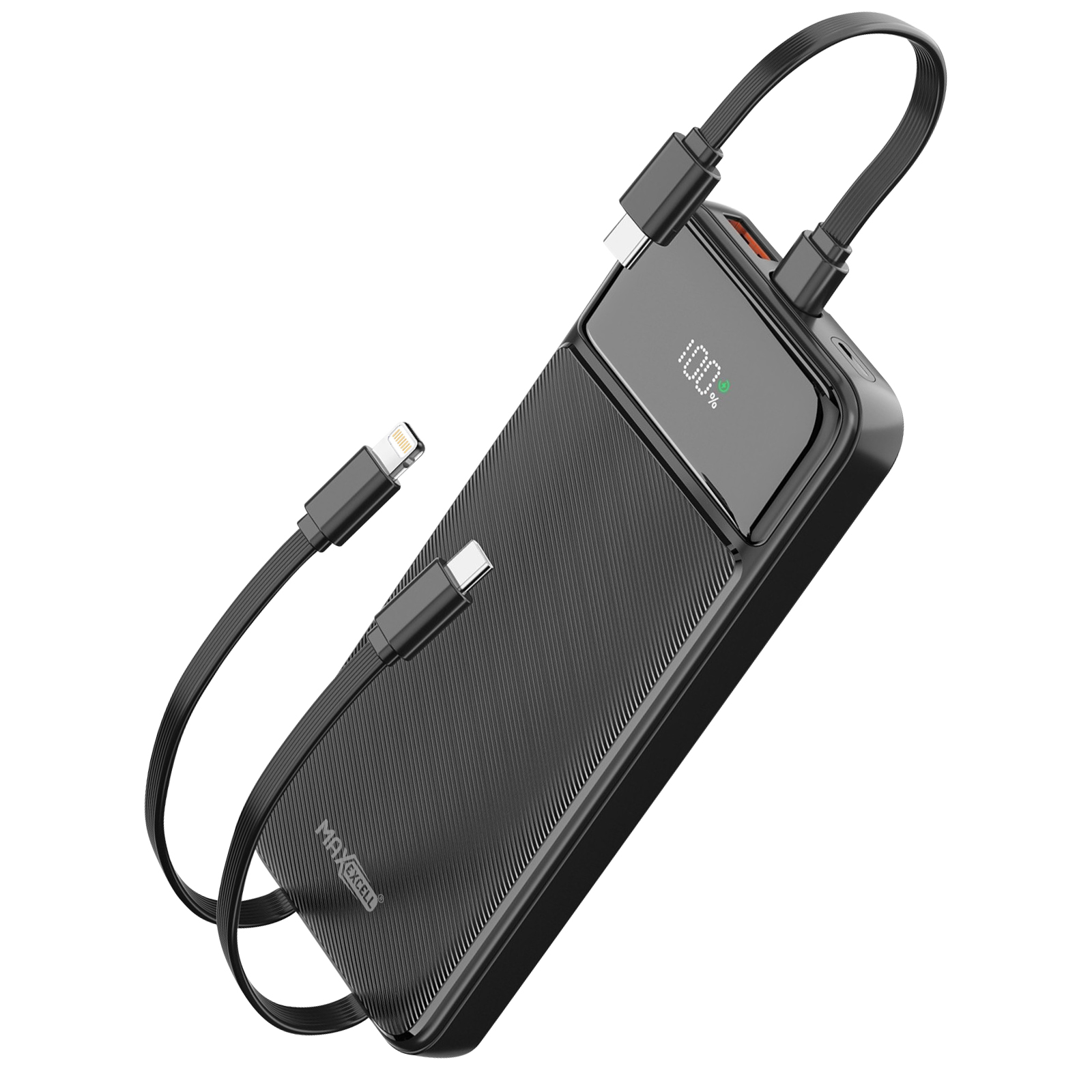 Varavirtalähde 10000mAh 2 Portti USB-A/USB-C 2 Kaapeli LED