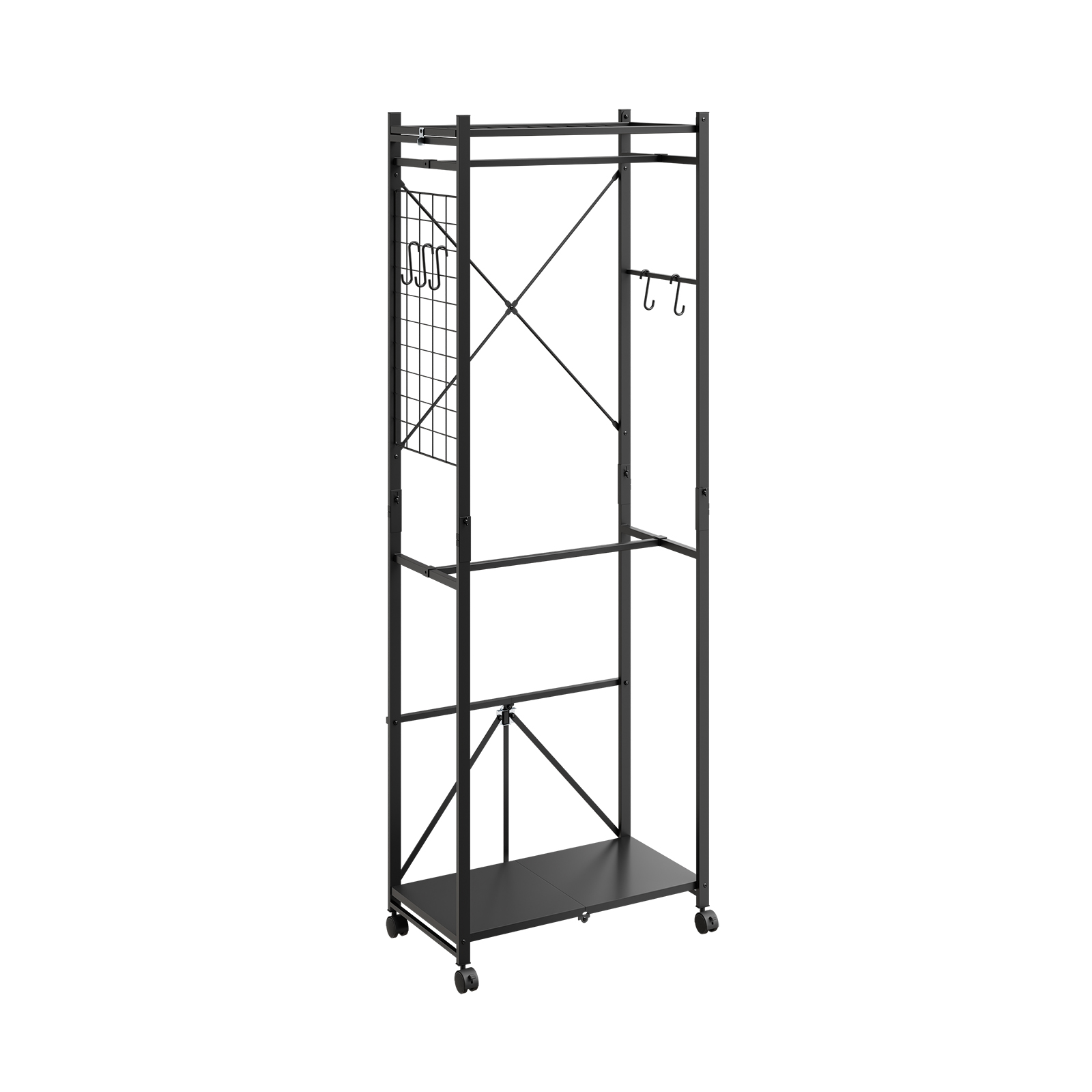 Takkihylly pyörillä musta 60.5x32.5x175 cm KLS21-SCH