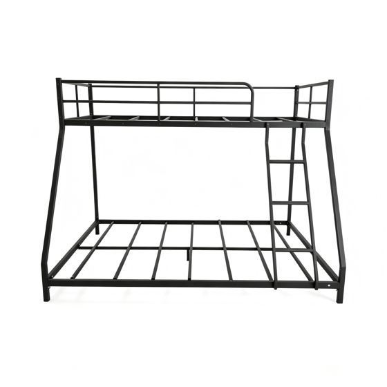 sänky 190x80 cm ja 190x130 cm kaksitasoinen turva-aidoilla musta metallinen