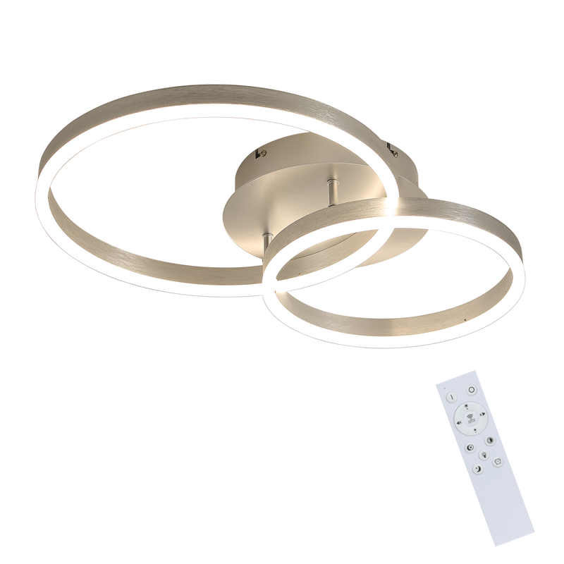 NETTLIFE LED-kattovalaisin, moderni muotoilu, himmennettävä, 59 cm, kaukosäätimellä, 2 kultaista akryylirengasta, 46 W