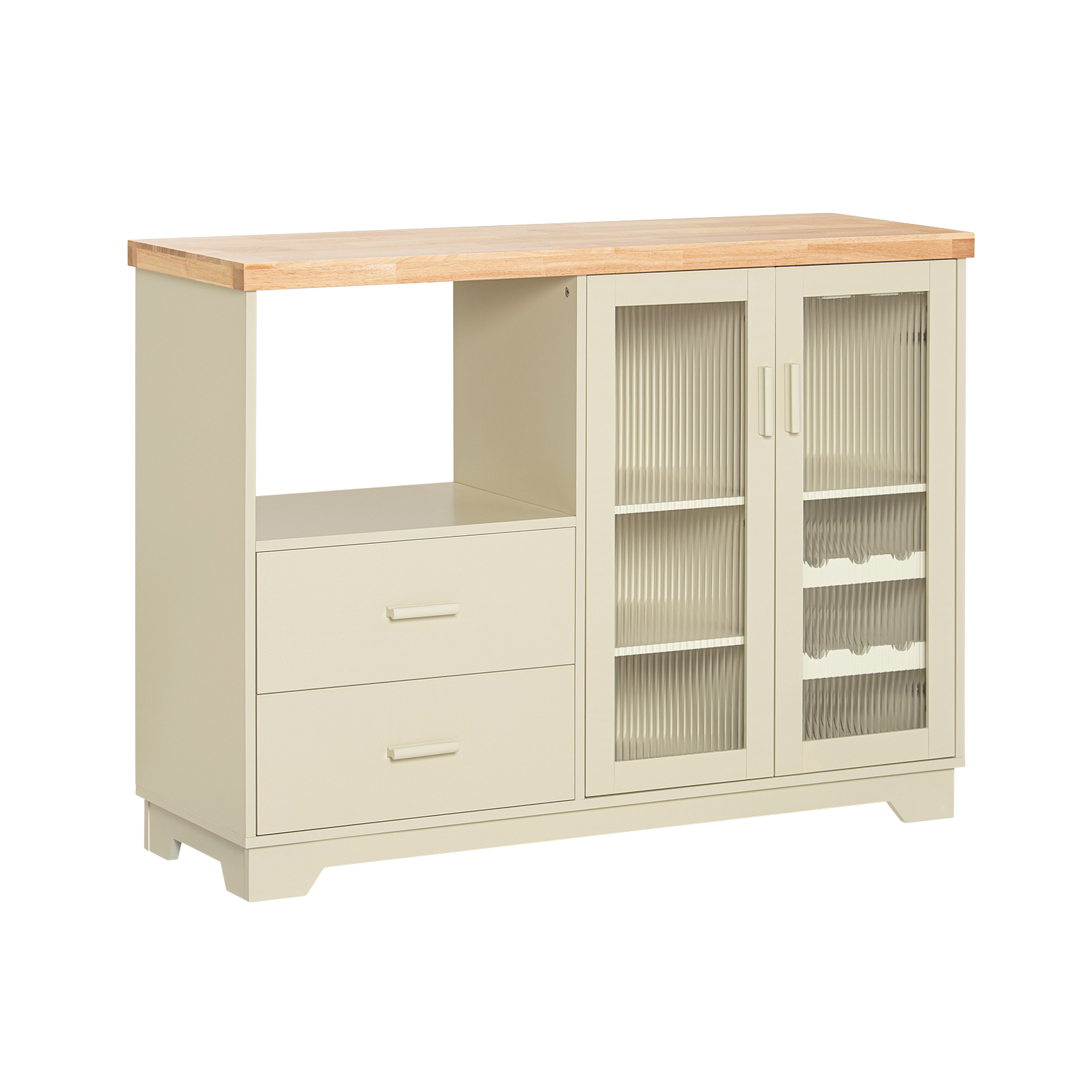 SoBuy Keittiökaappi FSB81-MI lasiovein ja ekologinen 120x40x90cm