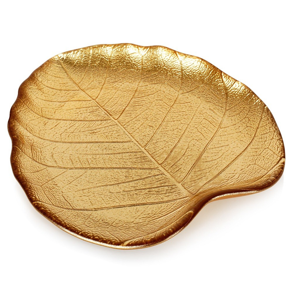 Kultainen lasinen tarjoilulautanen 18x16 cm
