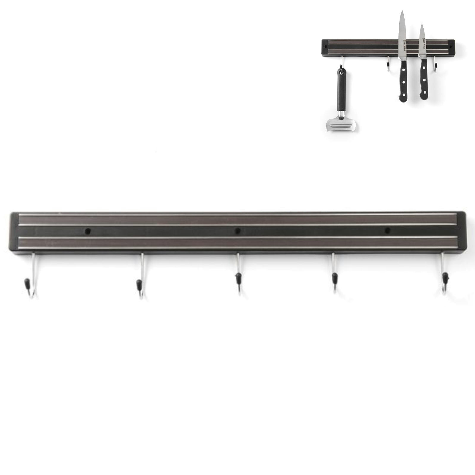 Magneettinen veitsiteline koukuilla, pituus 450 mm - Hendi 820308