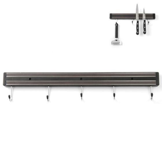 Magneettinen veitsiteline koukuilla, pituus 450 mm - Hendi 820308
