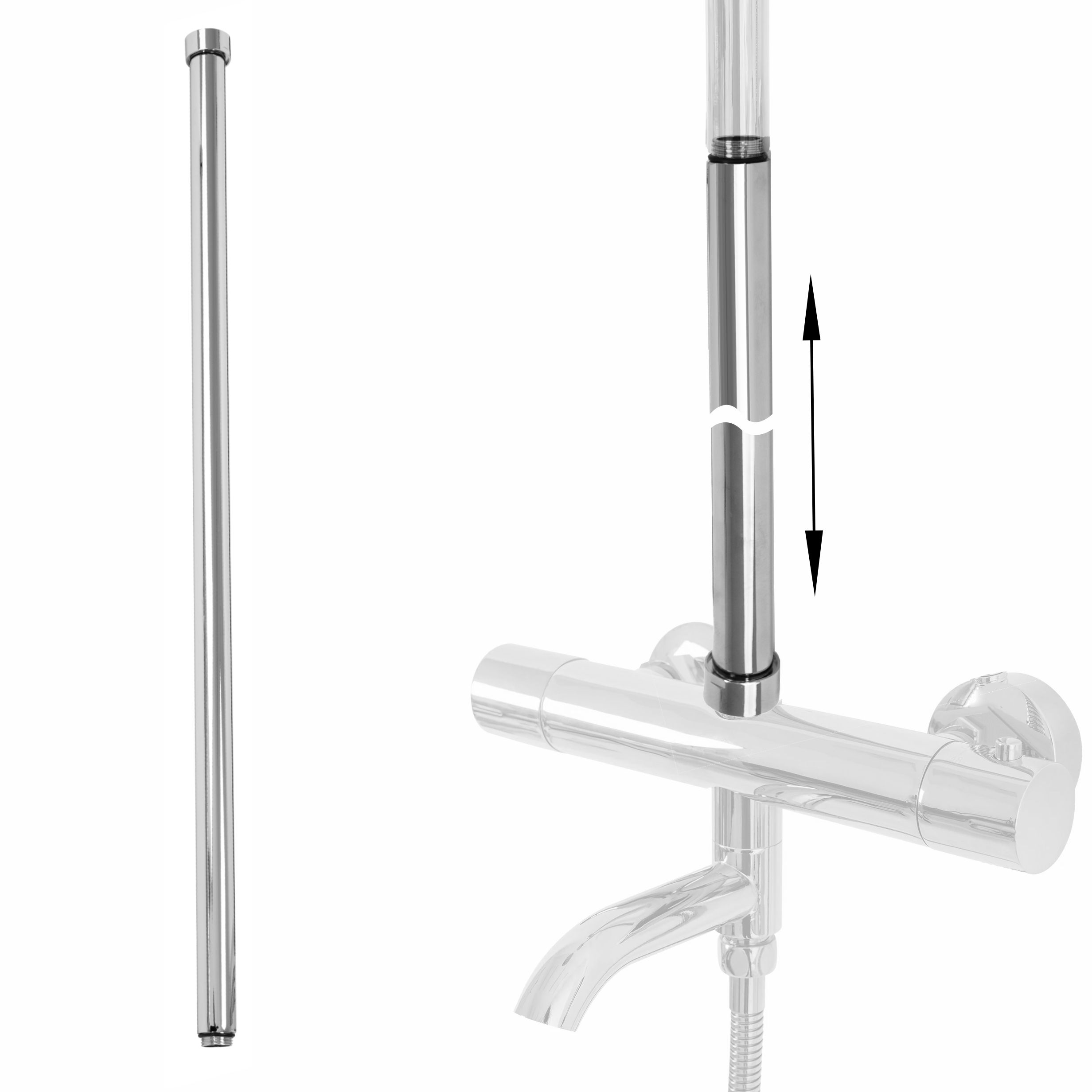 REA suihkun jatko-osa 60 kromi, 2, 2X2, 2X61, 5CM