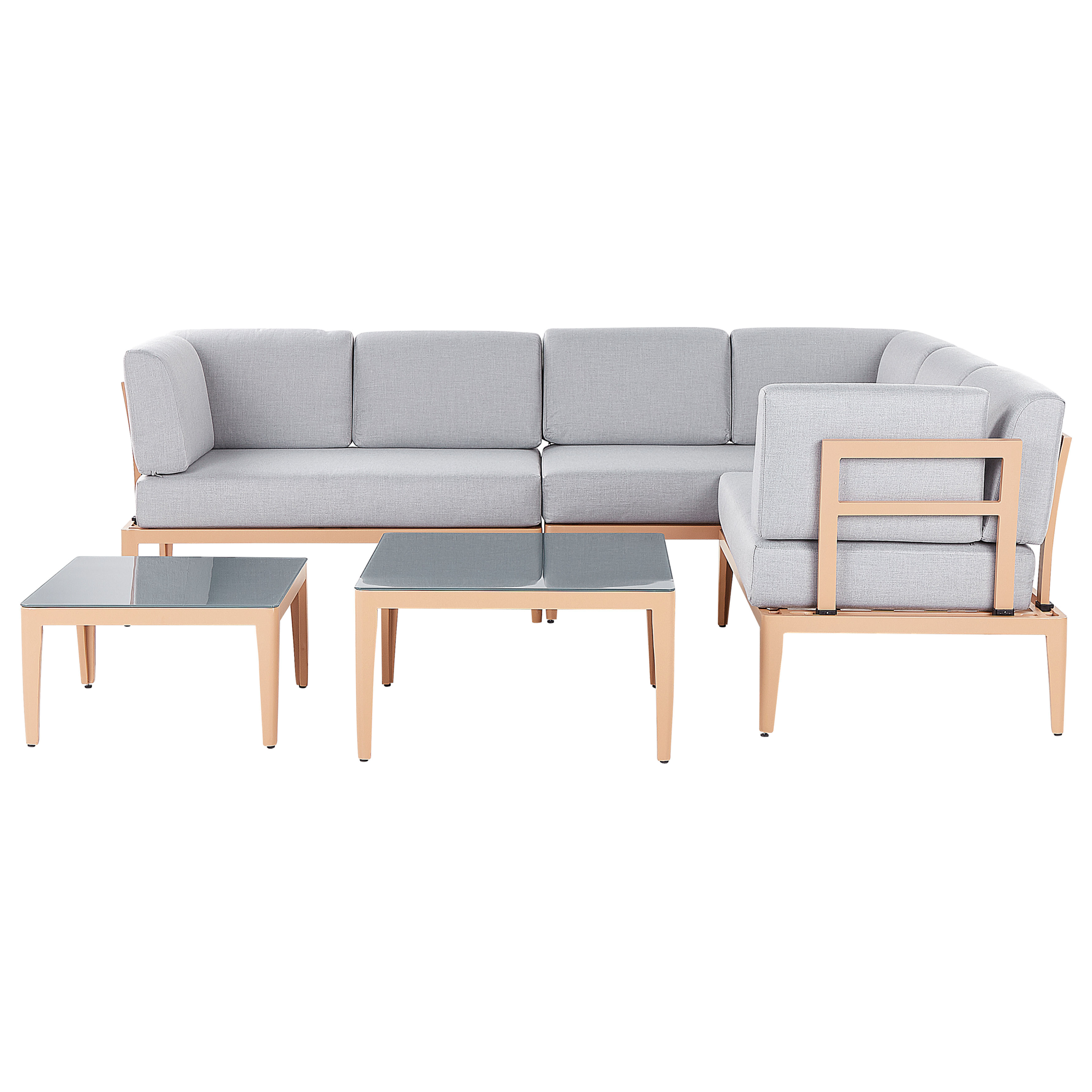 Ulkokulmasohva ja pöytä 6-istuttava RIMA III modulaarinen Metalli Harmaa Vasen