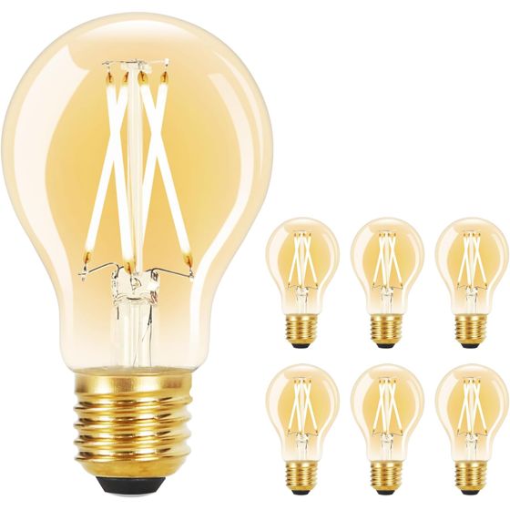ZMH kpl E27 A60 4W 2700K LED-lamppuja, Edison-filamentti, kirkas lasi, lämmin valkoinen, retrotyyli