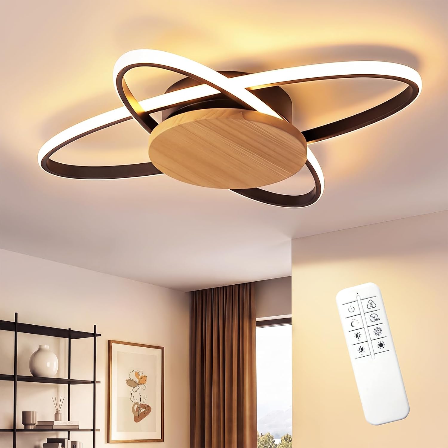 ZMH LED-Kattovalaisin Musta 37 W Moderni Kattovalaisin Himmennys Makuuhuone Käytävä