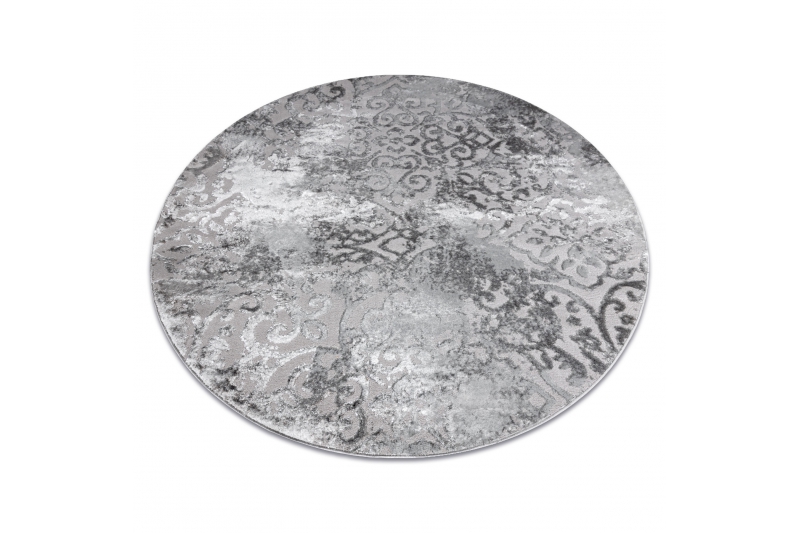 Matto MEFE moderni Pyörä 8724 Ornamentti vintage pesty - Rakenteellinen, kaksi fleece-tasoa harmaa