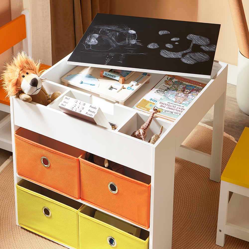 SoBuy Lastenpöytä 60x60x50 cm ekologinen puukuitulevystä laadukas KMB75-K-W