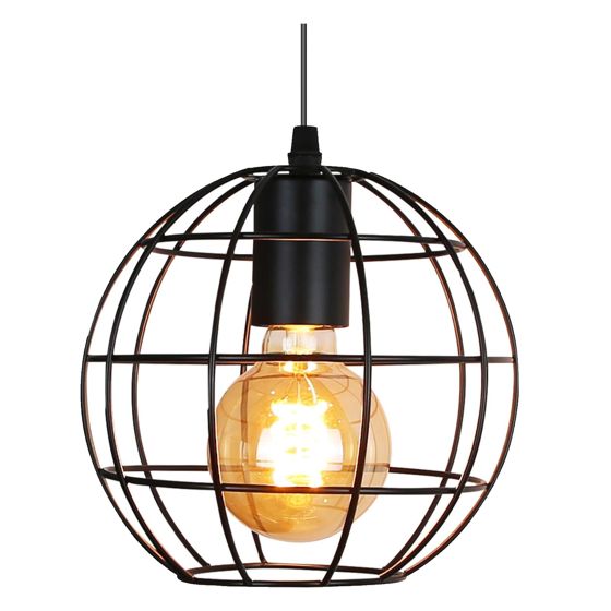 NETTLIFE Vintage - riippuvalaisin, musta, E27, halkaisija 18,5 cm, metallinen, teollinen pallomuotoinen keittiönvalaisin max. 40 W