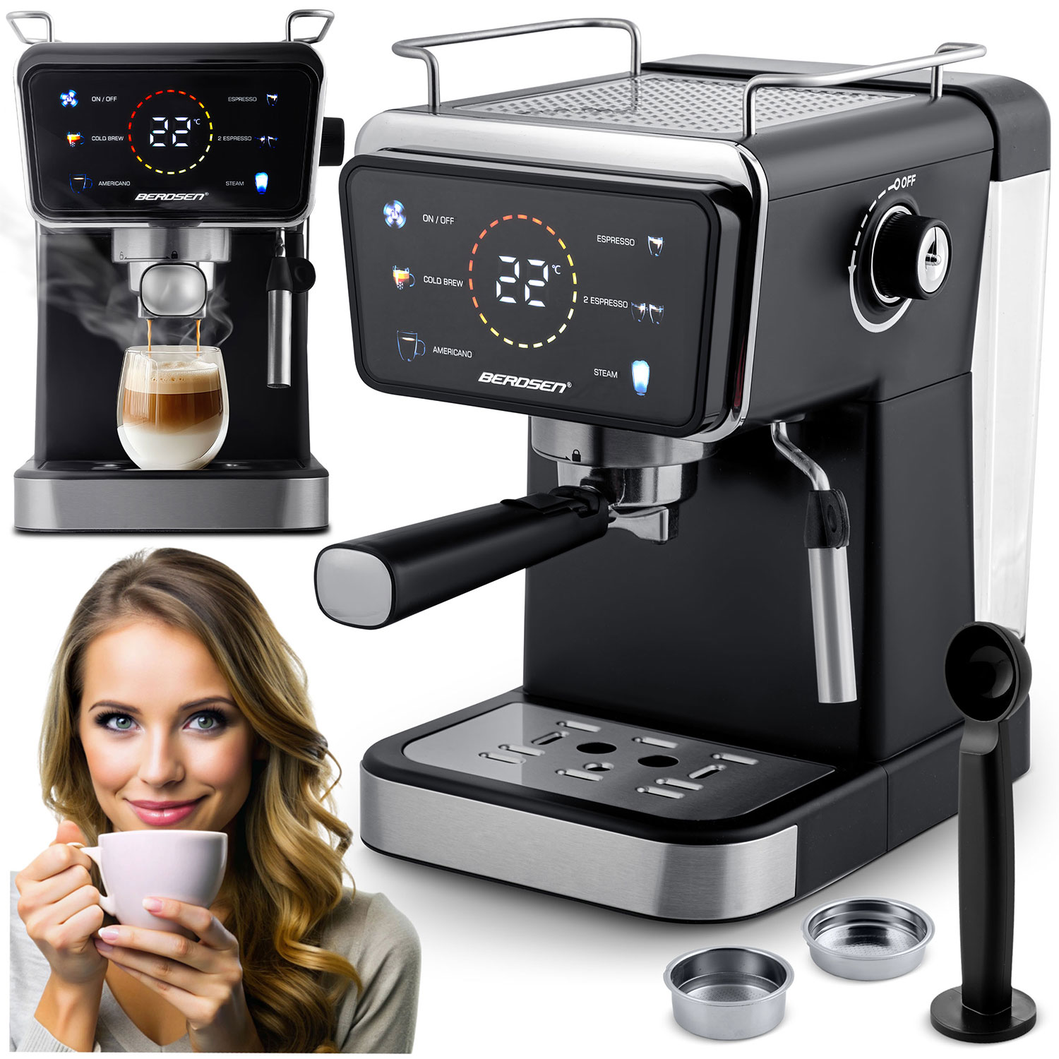 Berdsen BD-771 20 baarin espressokone, musta