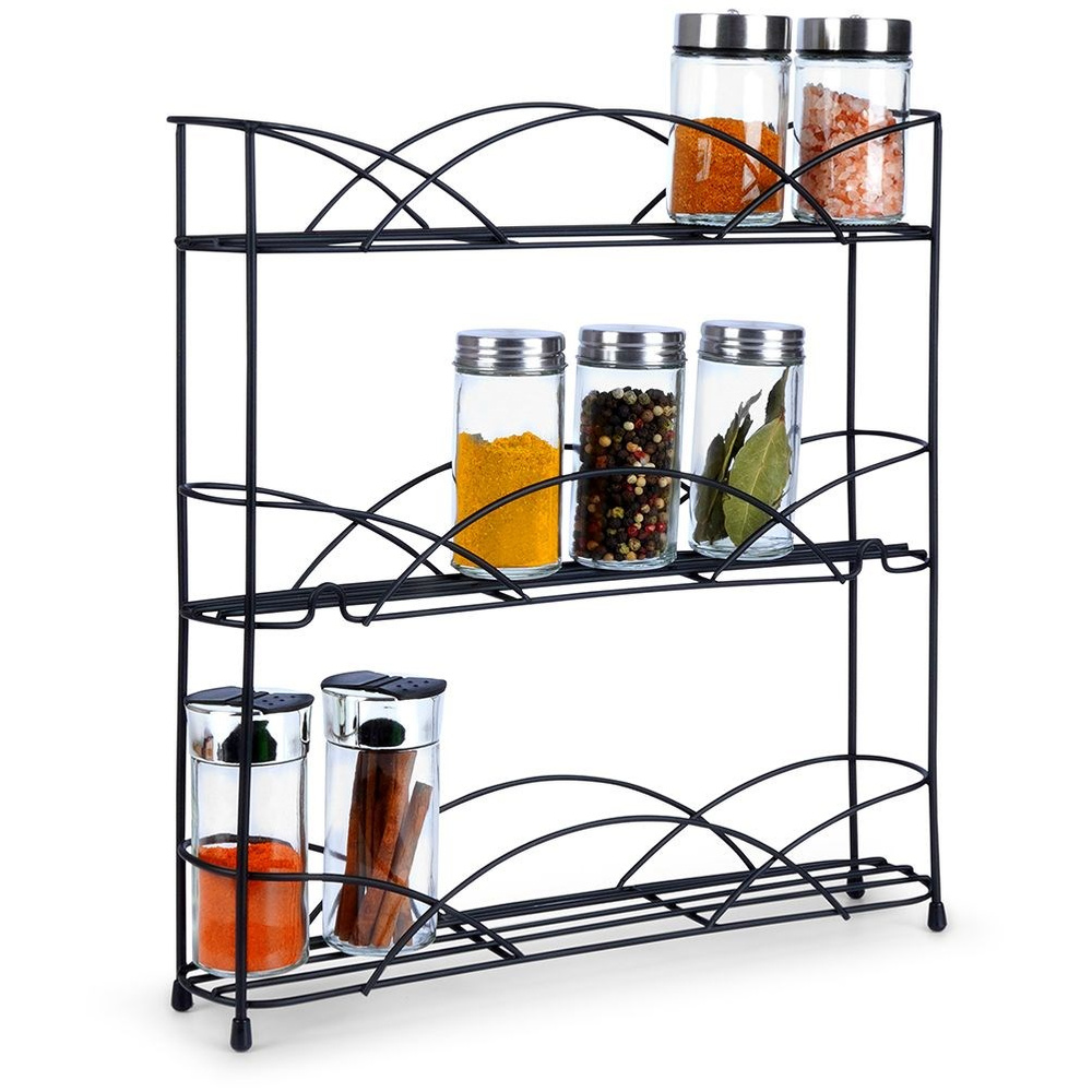 Musta metallinen mausteteline 33,5x6,5x33,5 cm