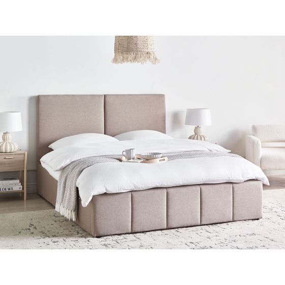 Sänky säilytystilalla kangas CASTELNAVET 160 x 200 cm Ruskeanharmaa