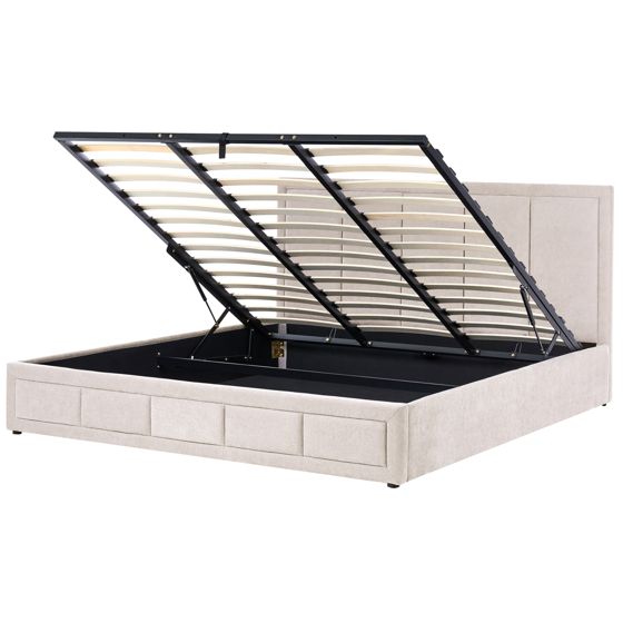 Sänky säilytystilalla kangas QUIBERON 180 x 200 cm Beige