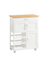 SoBuy Keittiökaappi FKW45-WN pyörillä, puukuitulevy, valkoinen