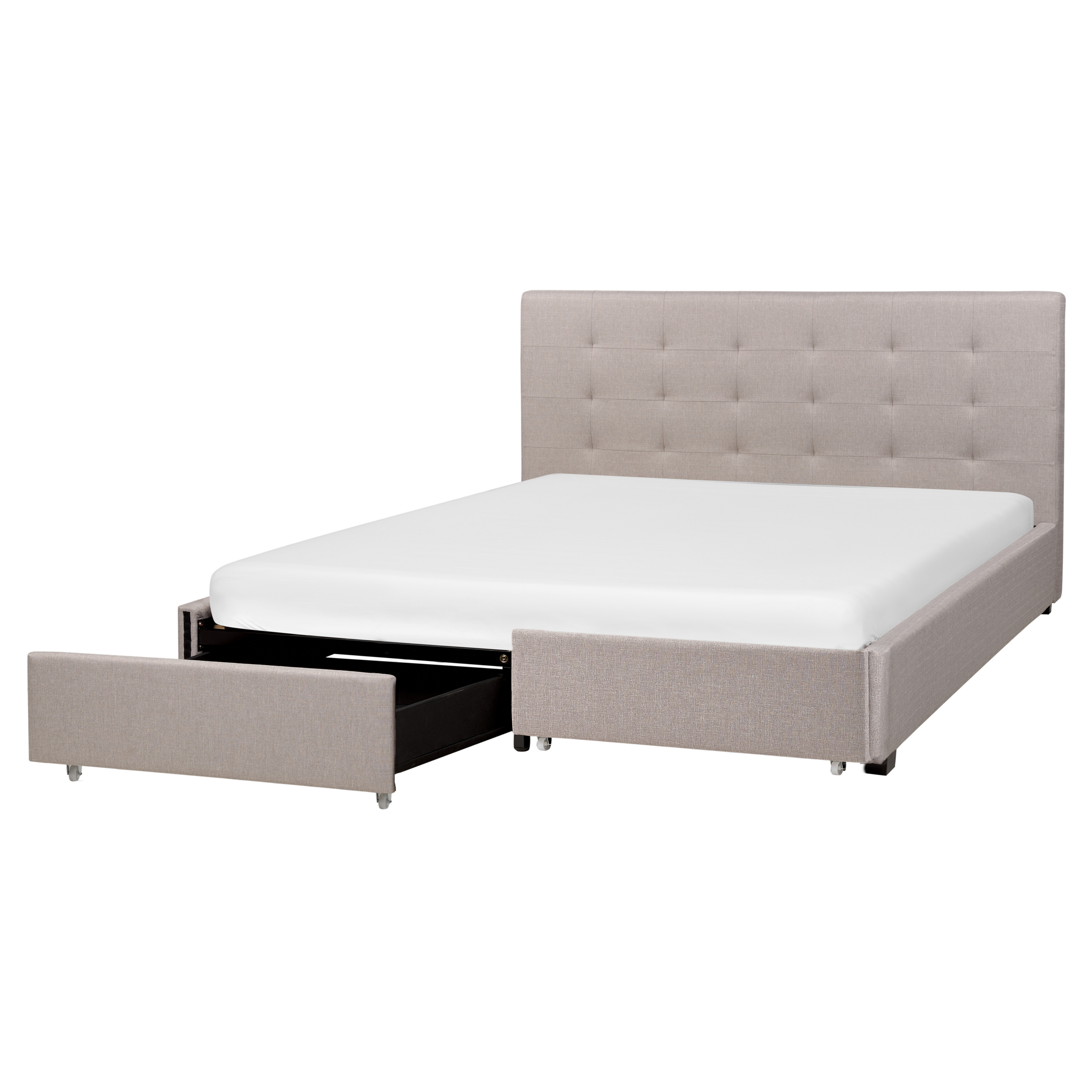 Sänky säilytyslaatikoilla kangas LA ROCHELLE 160 x 200 cm Vaaleanharmaa