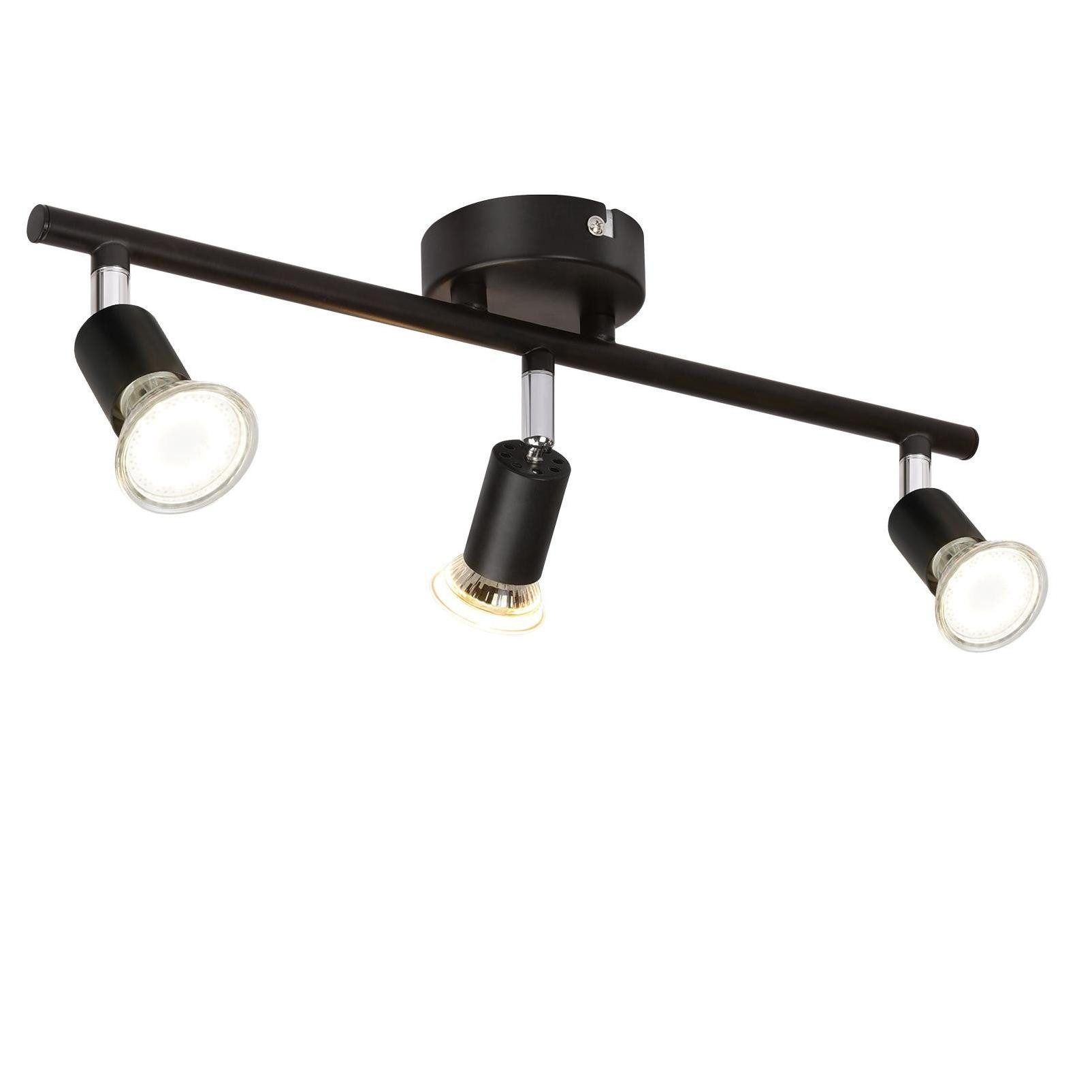NETTLIFE 3 metallista kattokohdevaloa GU10 musta kääntyvä 330° moderni pyörivä kattovalaisin olohuoneeseen, makuuhuoneeseen, käytävään ilman lamppua