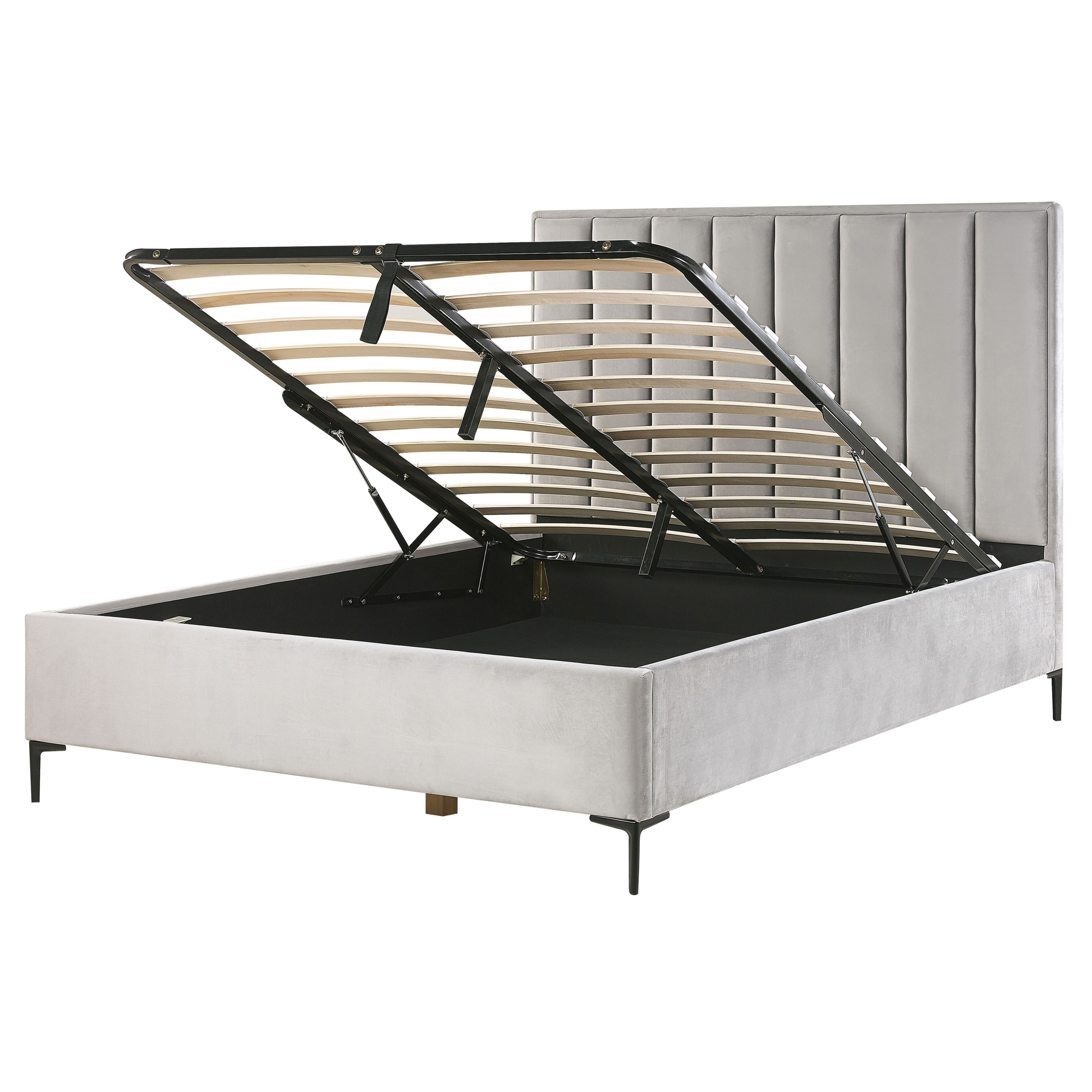 Sänky säilytystilalla sametti SEZANNE 160 x 200 cm Vaaleanharmaa