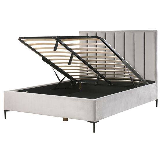 Sänky säilytystilalla sametti SEZANNE 160 x 200 cm Vaaleanharmaa