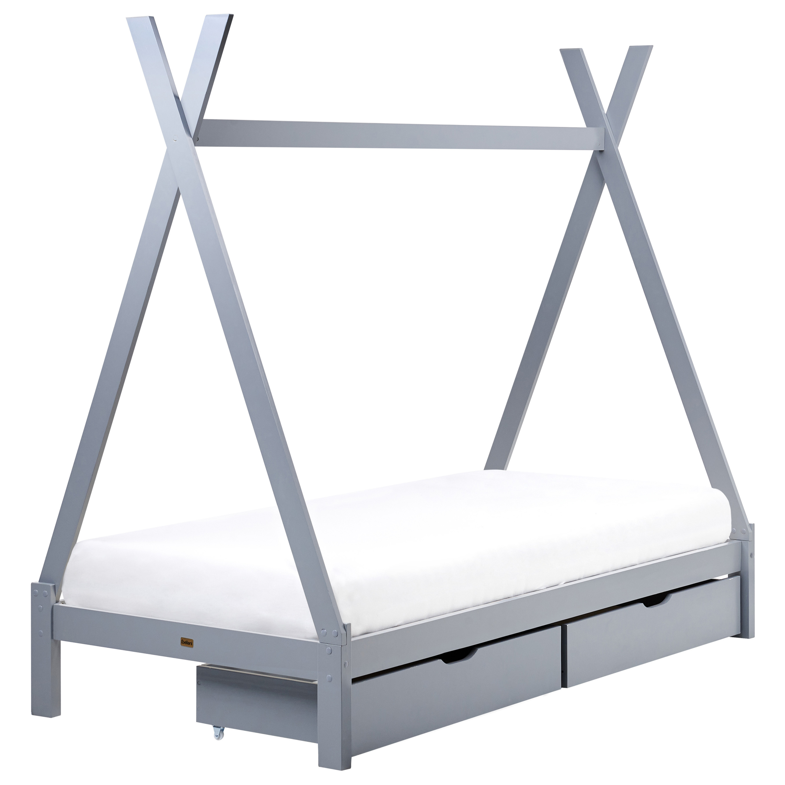 Sänky mänty 2 laatikkoa harmaa 90 x 200 cm DEVAY