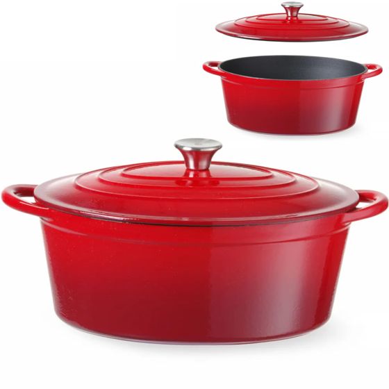 Emaloitu valurautapata 6,88 l punainen - Hendi 626825