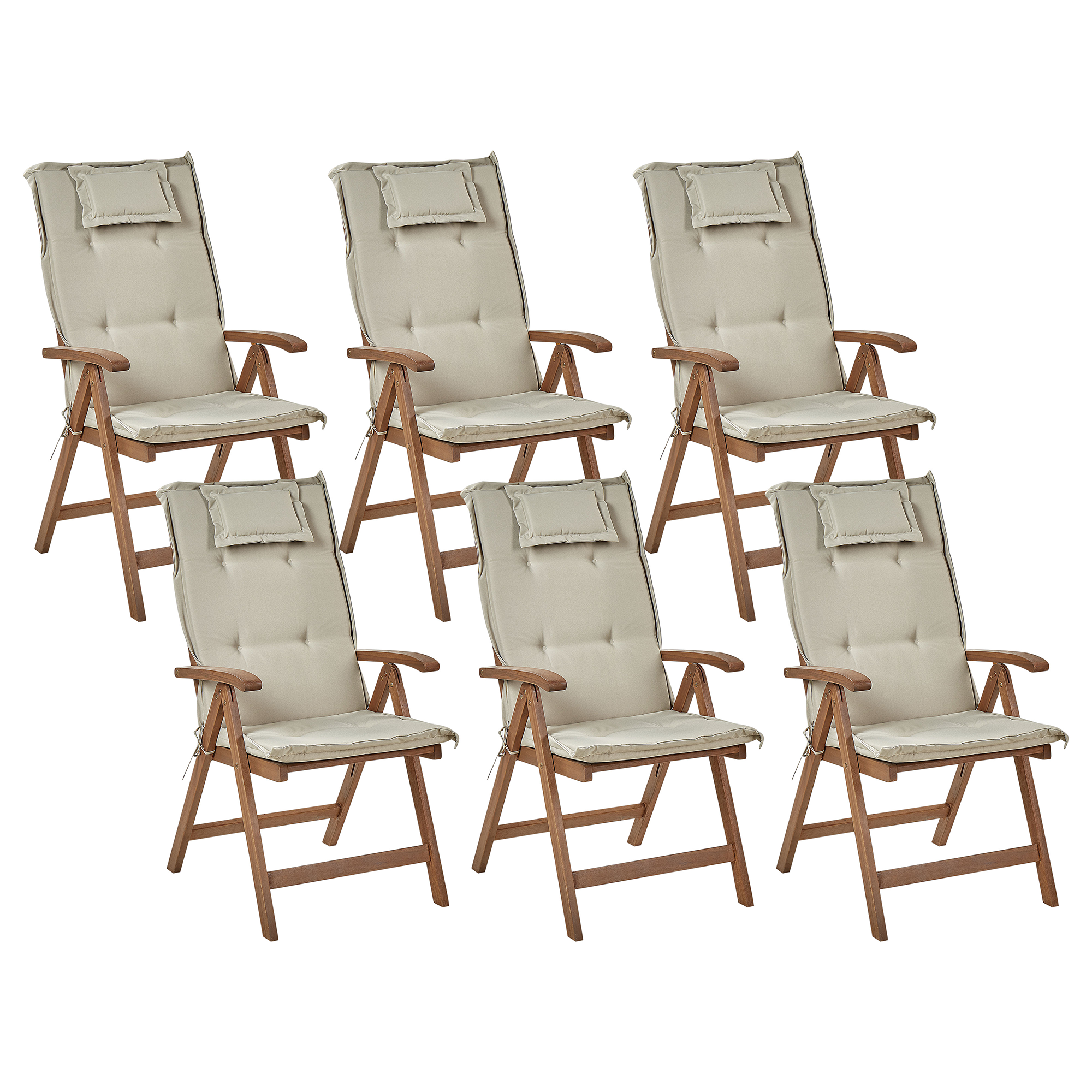 Puutarhatuolisetti pehmusteilla 6 kpl AMANTEA akaasia Ruskeanharmaa