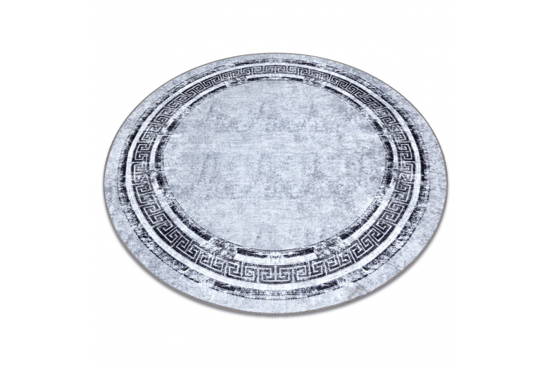 MIRO 51254.802 pyöreä matto Marmori, kreikkalainen liukumaton - harmaa / musta pyöreä 120 cm