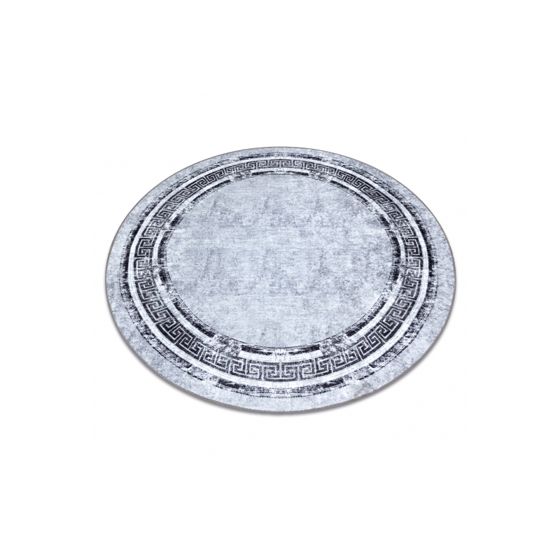 MIRO 51254.802 pyöreä matto Marmori, kreikkalainen liukumaton - harmaa / musta pyöreä 120 cm