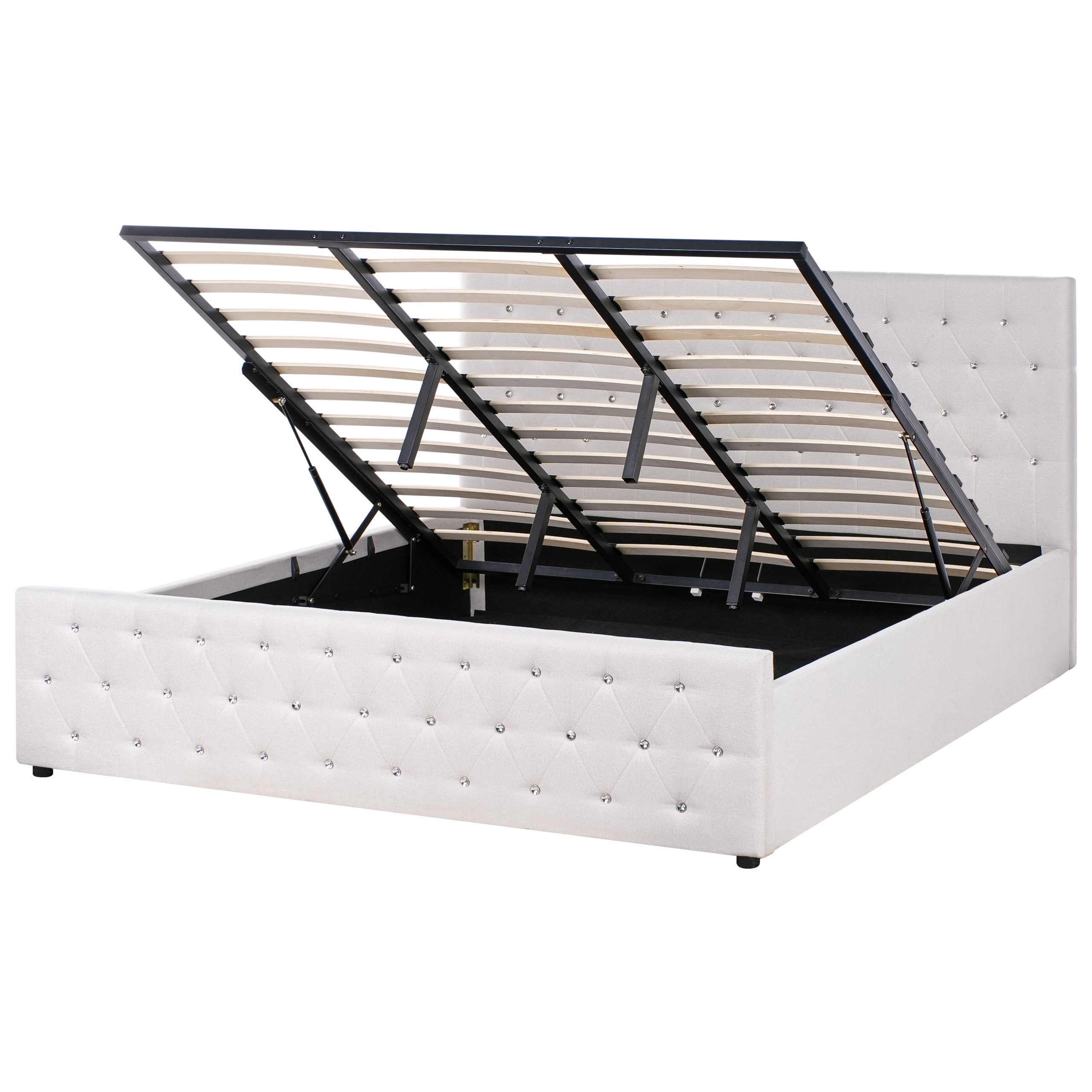 Sänky säilytystilalla kangas AMIENS 180 x 200 cm Beige