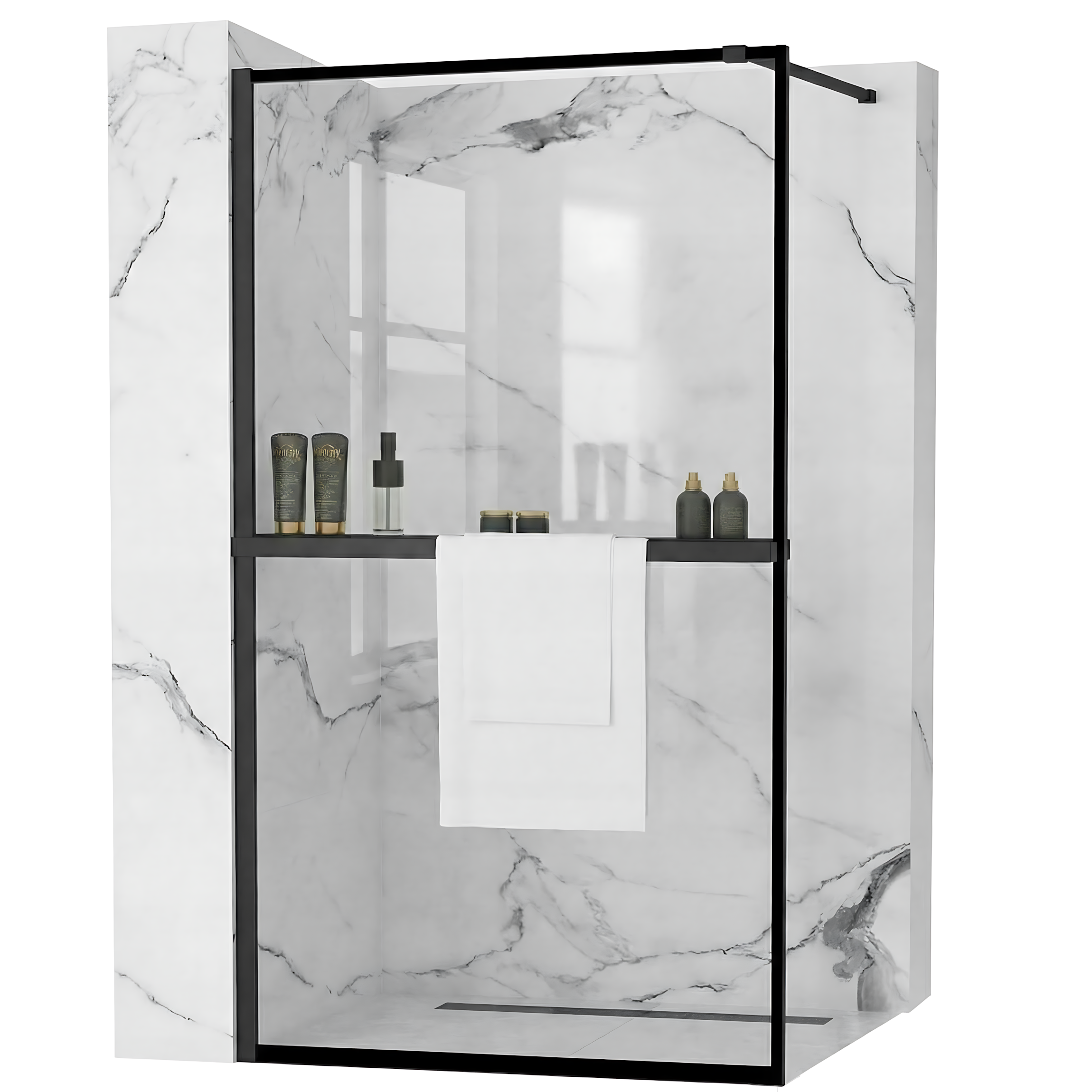 REA Suihkuseinä BLER 90 musta, 1,7X90X195CM