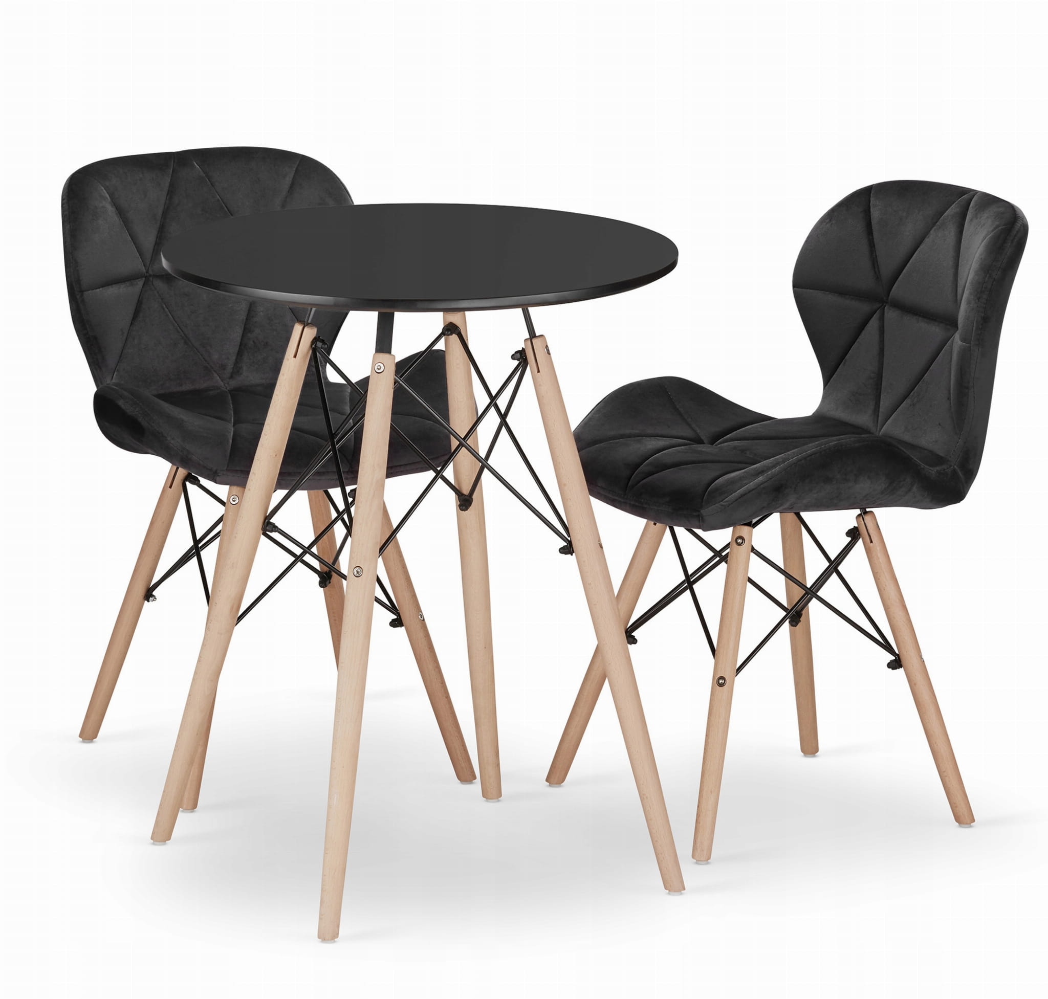 TODI 60 pyöreä pöytä ja 2 LAGO-tuolia, musta
