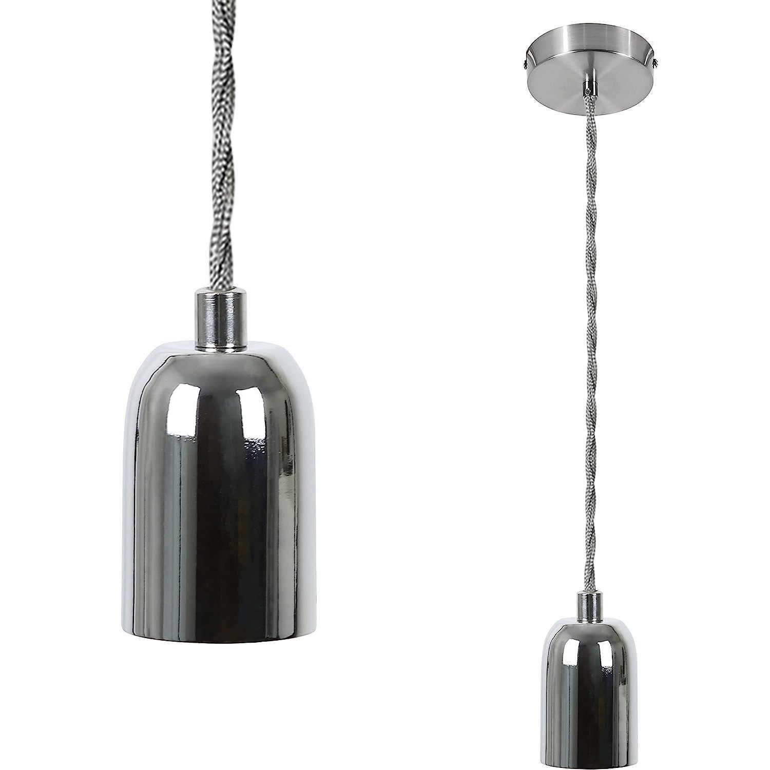 NETTLIFE hopeinen, metallinen, riippuvalaisin, halkaisija, 10cm, , E27Vintage - pistorasia, 13 m, Edison - teollisuuskaapeli