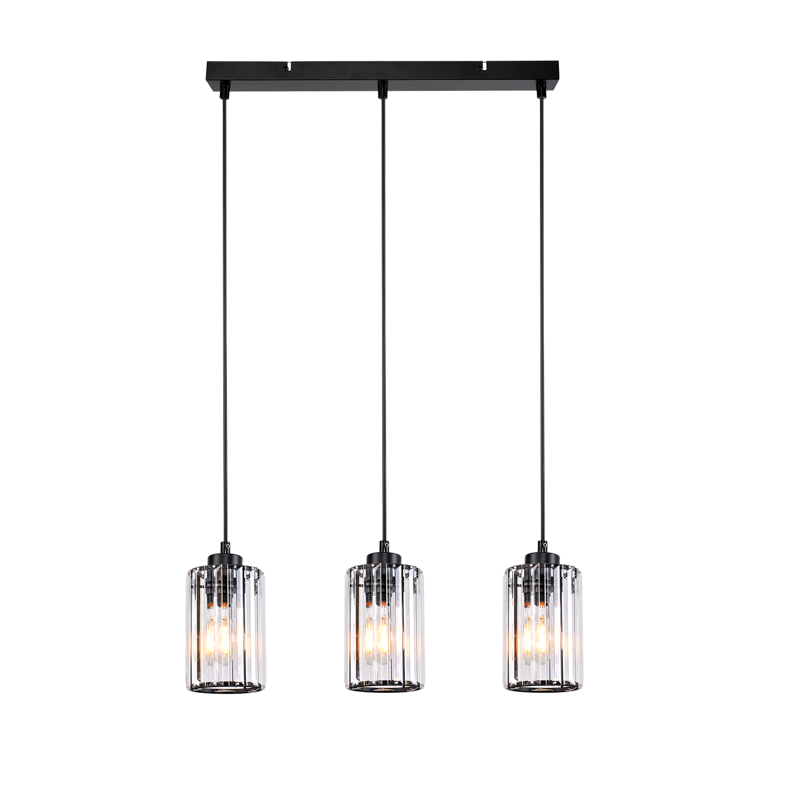 NETTLIFE moderni musta kristalli riippuvalaisin ruokapöydälle, 3 liekkiä, E27