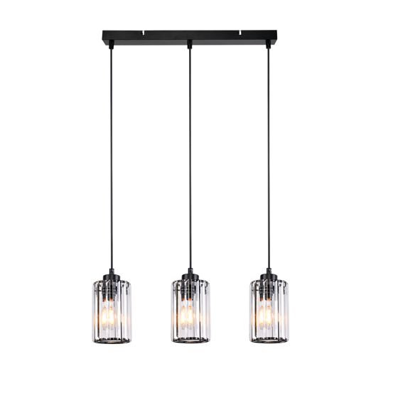 NETTLIFE moderni musta kristalli riippuvalaisin ruokapöydälle, 3 liekkiä, E27