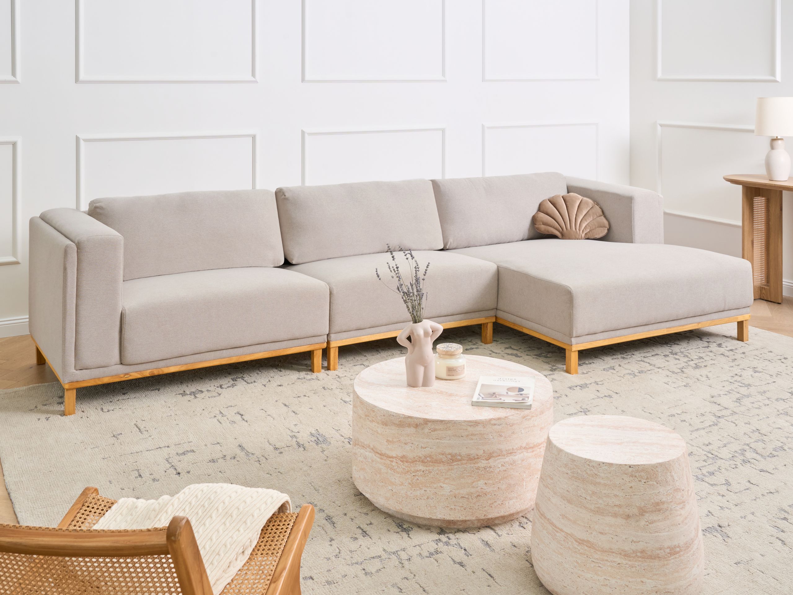 Kulmasohva 5-istuttava VENG kangas Vaaleanbeige Vasen