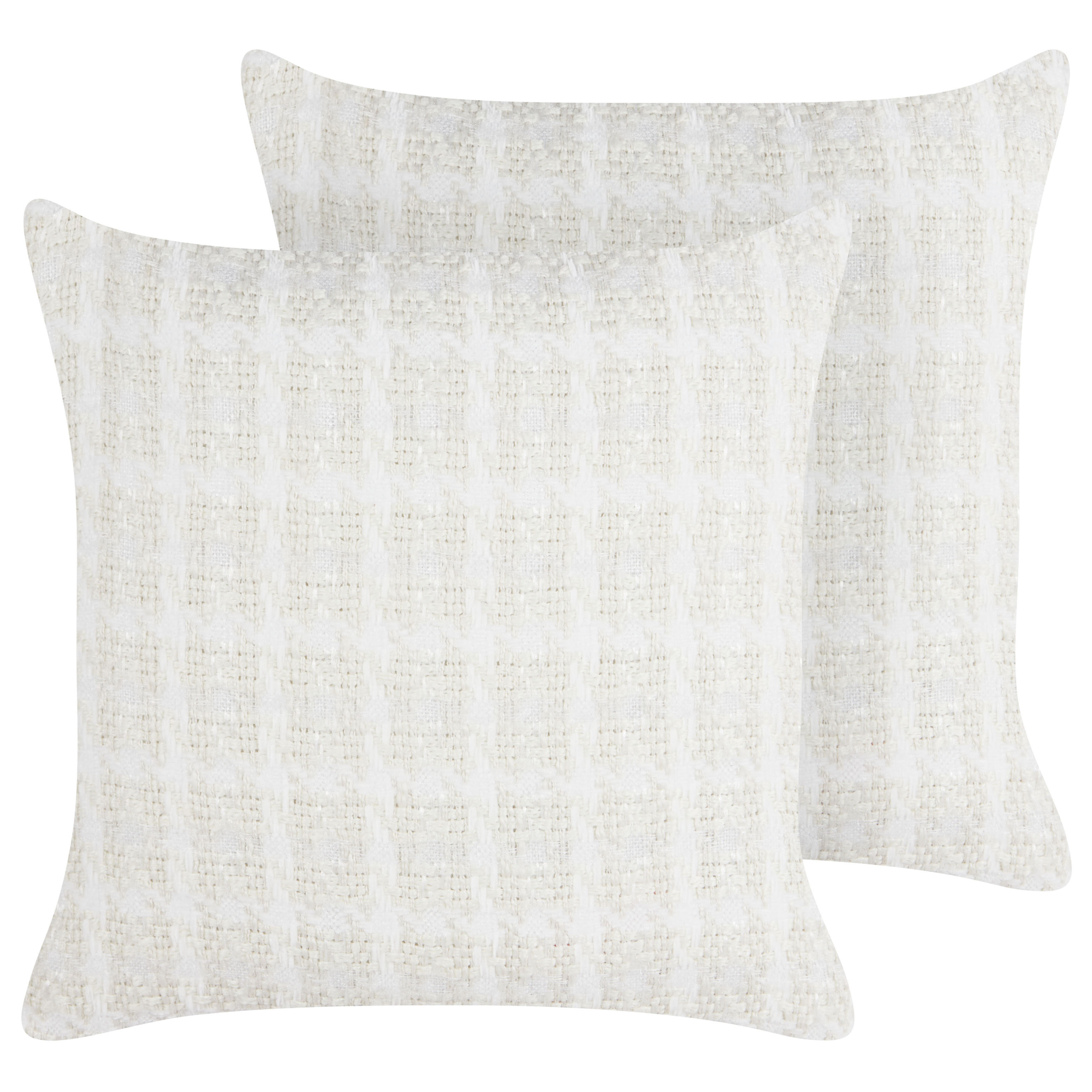 Koristetyynysetti 2 kpl DOURIS 45 x 45 cm Vaaleanbeige Ruutukuvio