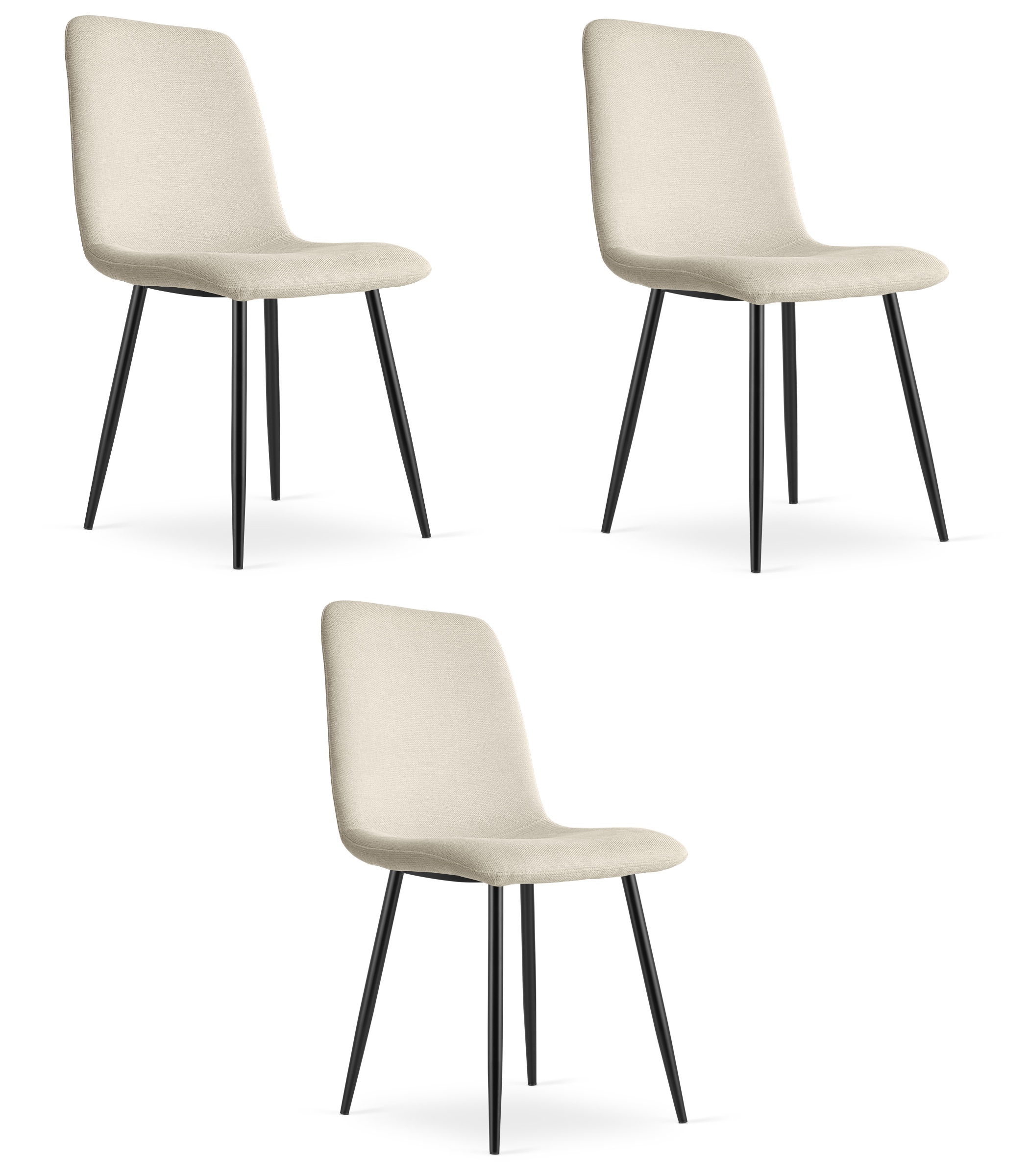 RIFT-verhoiltu tuoli, beige, mustat jalat (3 kpl)