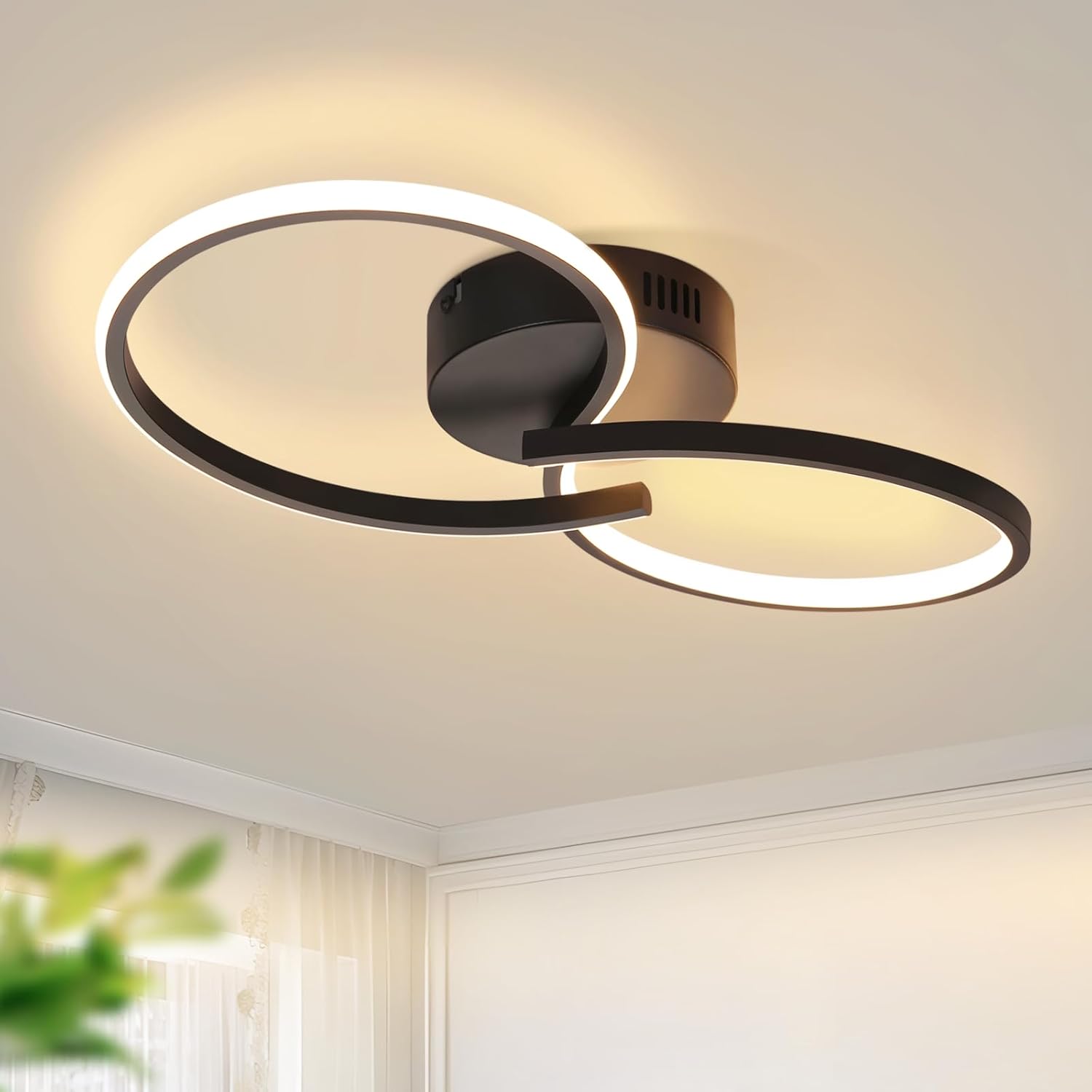 NETTLIFE moderni, LED - kattovalaisin, olohuoneeseen, musta, 12W, sisäkäyttöön, 3000K, lämmin Valkoinen, LED
