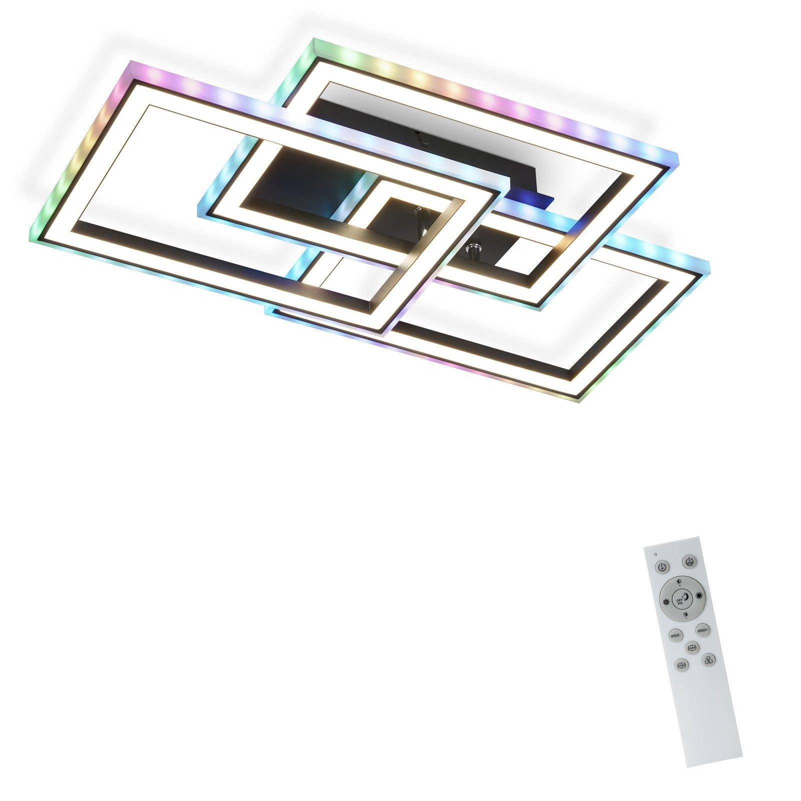 NETTLIFE LED-kattovalaisin olohuoneeseen 45 W moderni musta himmennettävä olohuonevalaisin kaukosäätimellä geometrinen värinvaihto keittiöön