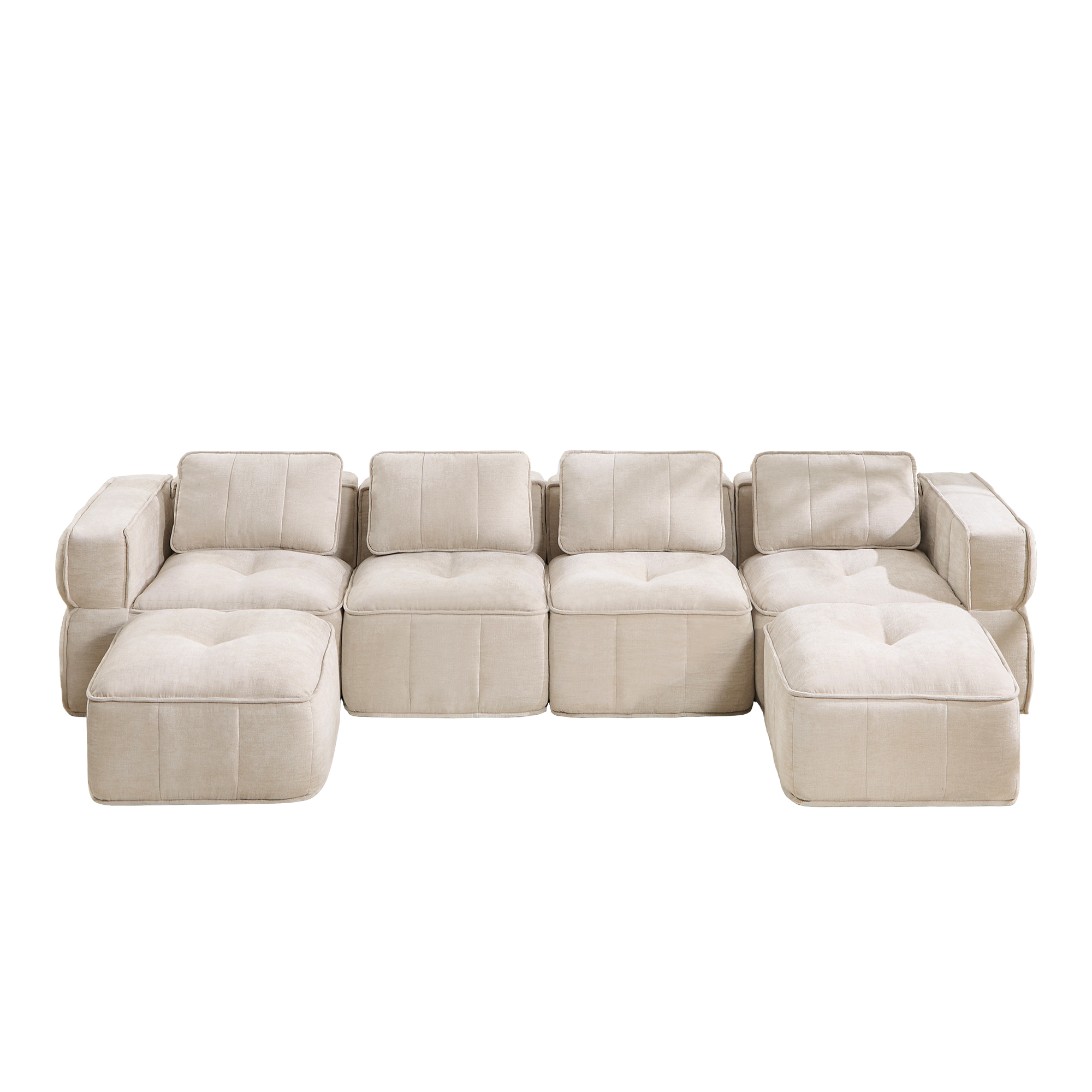 moduulisohva 4-paikkainen beige kangas moderni säilytystilalla varustettu