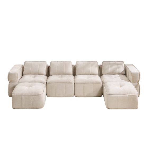 moduulisohva 4-paikkainen beige kangas moderni säilytystilalla varustettu