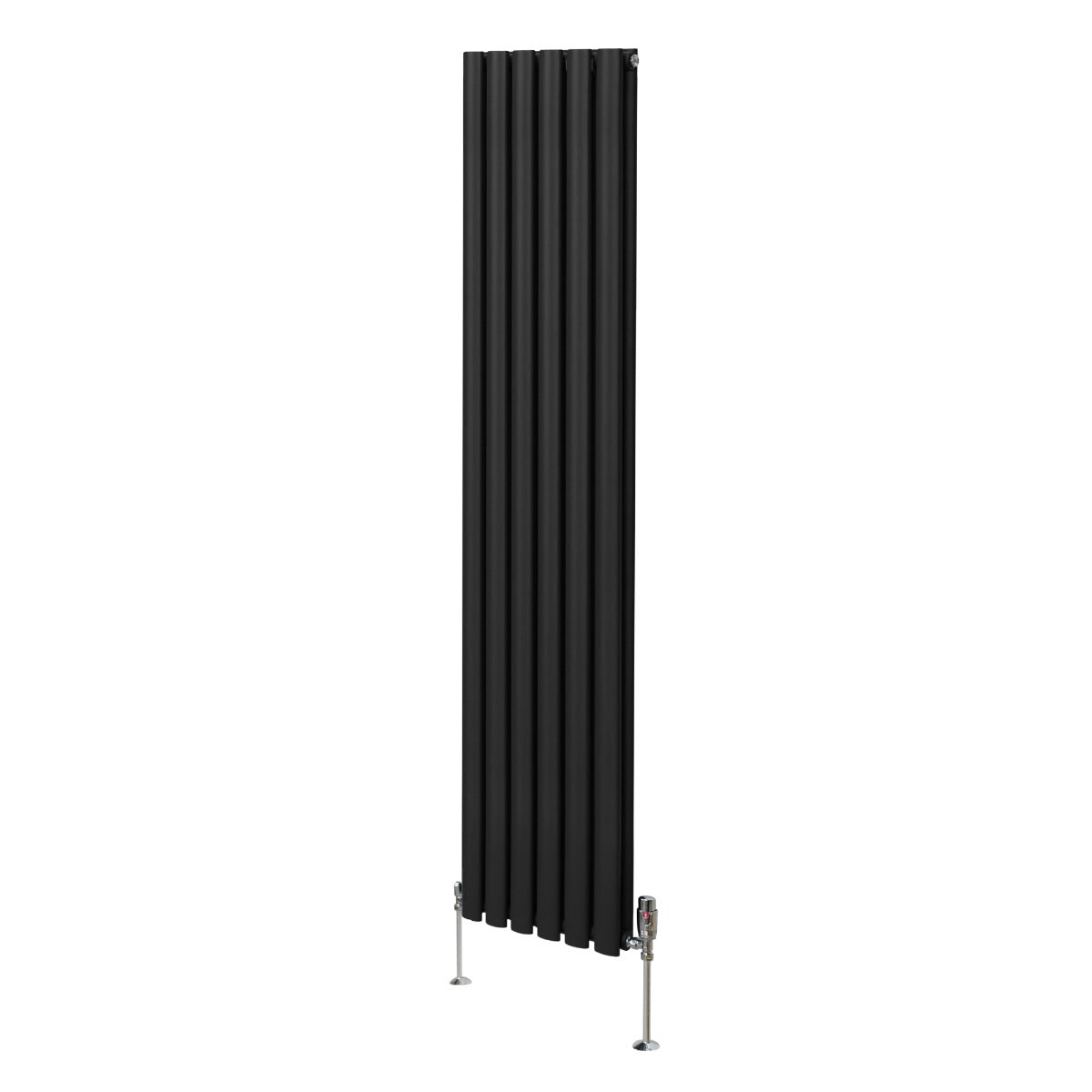 Soikea pylväspatteri ja venttiilit - 1800 mm x 360 mm – Musta