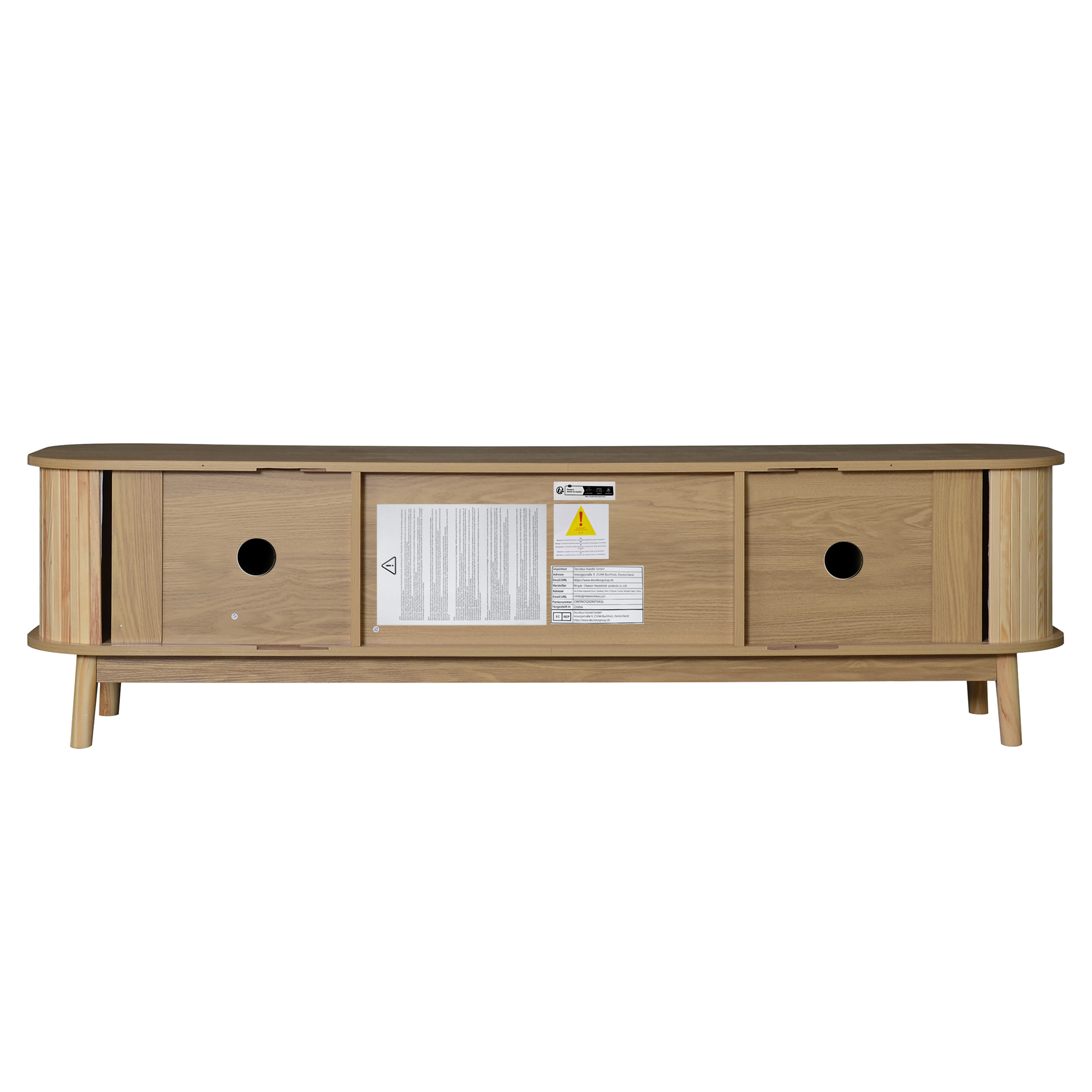 TV-taso 170x46x39,5 cm luonnonväriinen MDF puinen säilytyksellä ja liukuovilla