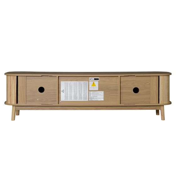 TV-taso 170x46x39,5 cm luonnonväriinen MDF puinen säilytyksellä ja liukuovilla