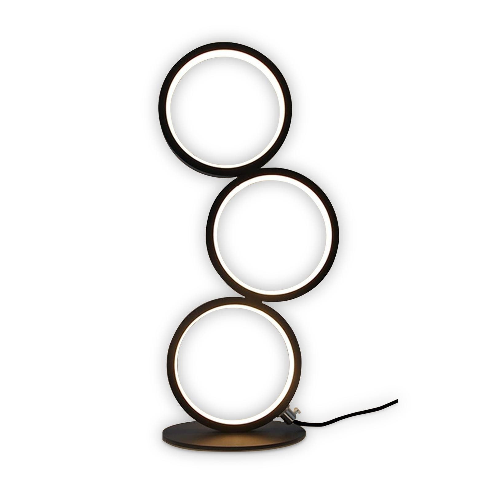 NETTLIFE Led-pöytävalaisin musta, kosketusnäytöllä himmennettävä, moderni metallikoristeinen rengasmuotoilu – alumiininen lukuvalaisin