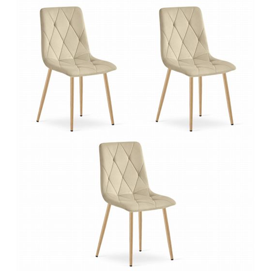 LIBRA-tuoli, vaaleabeige sametti, puunväriset jalat (3 kpl)